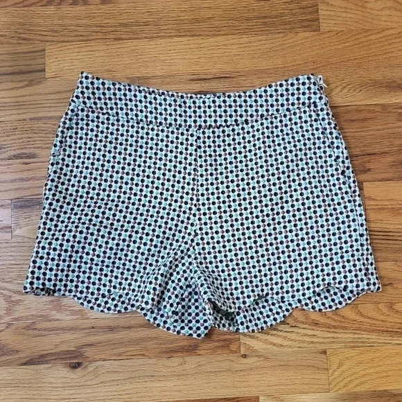 Anthropologie High Waist Multicolored Cotton Blend Georgie Scalloped Shorts(4) - Picture 3 of 11